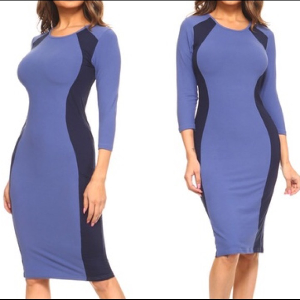 NWT Blue Color block Bodycon Dress